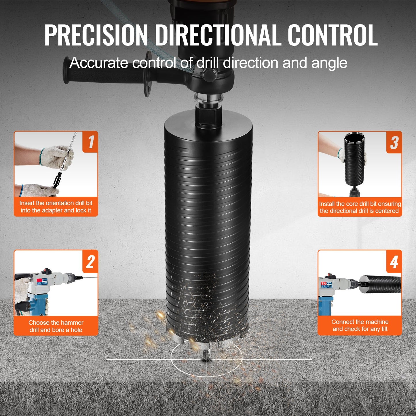 4-Inch Wet Dry Diamond Core Drill Bit for Masonry Concrete Brick with Pilot Adapter