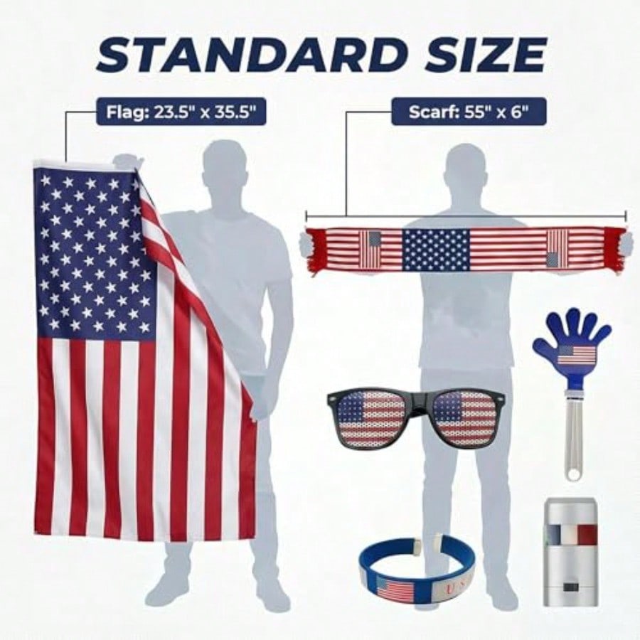 2026 World Cup Fan Kit - 6-Piece USA Soccer Cheer Set