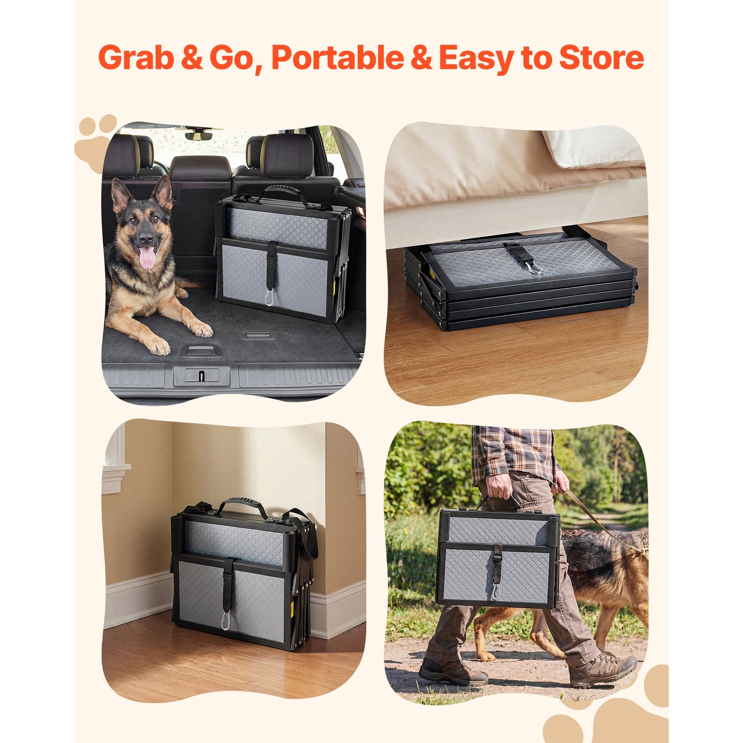 Foldable Dog Car Steps - Non-Slip Pet Ramp for Large Dogs up to 400 Lbs