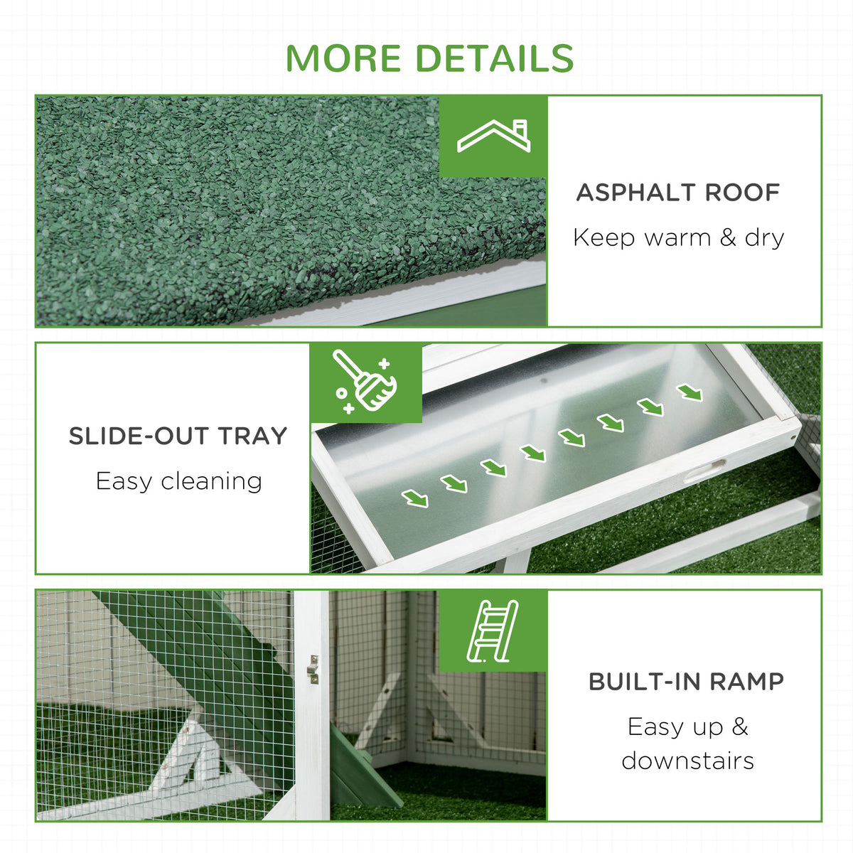 49-Inch Small Chicken Coop with Garden Space, Weatherproof Outdoor Hen House - Green