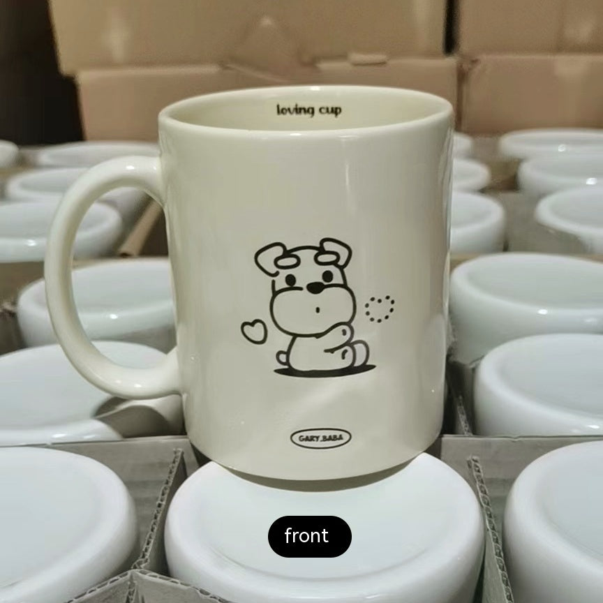 Ceramic Couple Cups Set with Coasters - 300mL Kitchen Drinkware