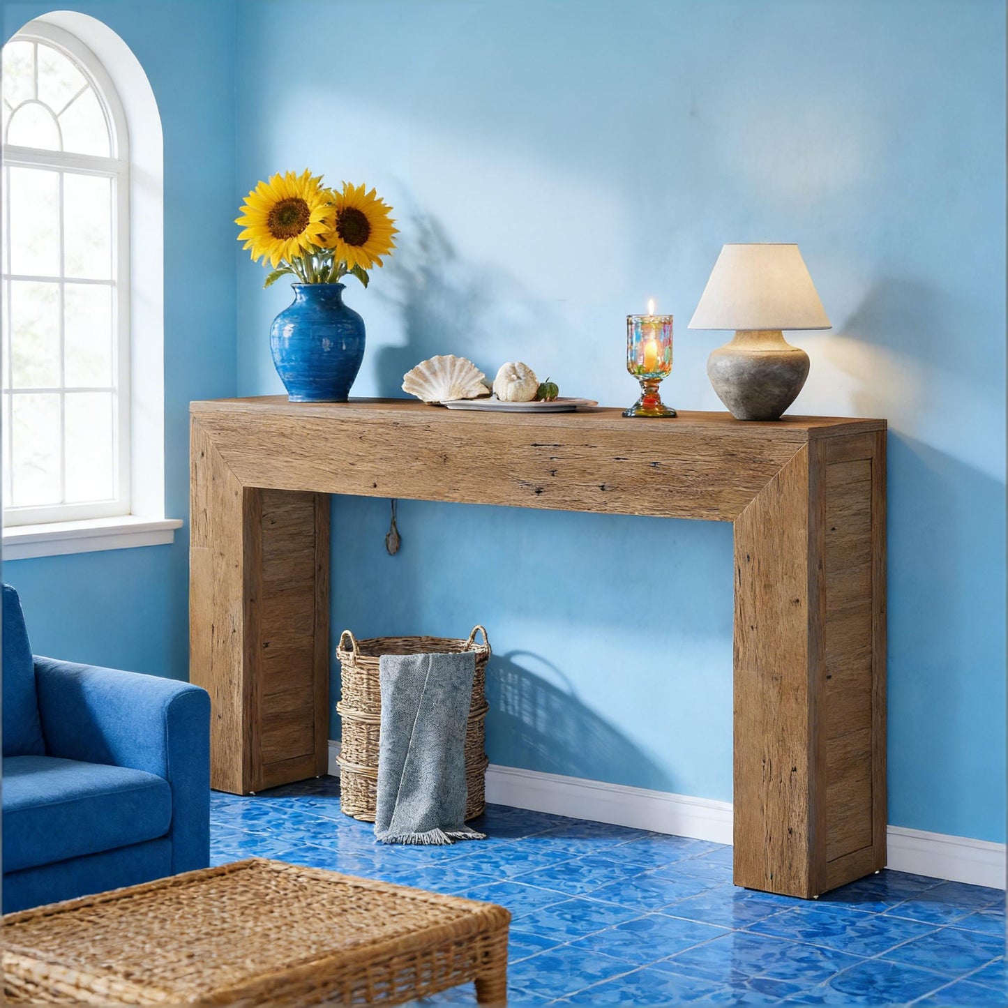 Rustic Console Table - Practical Entryway Sofa Table - Brown