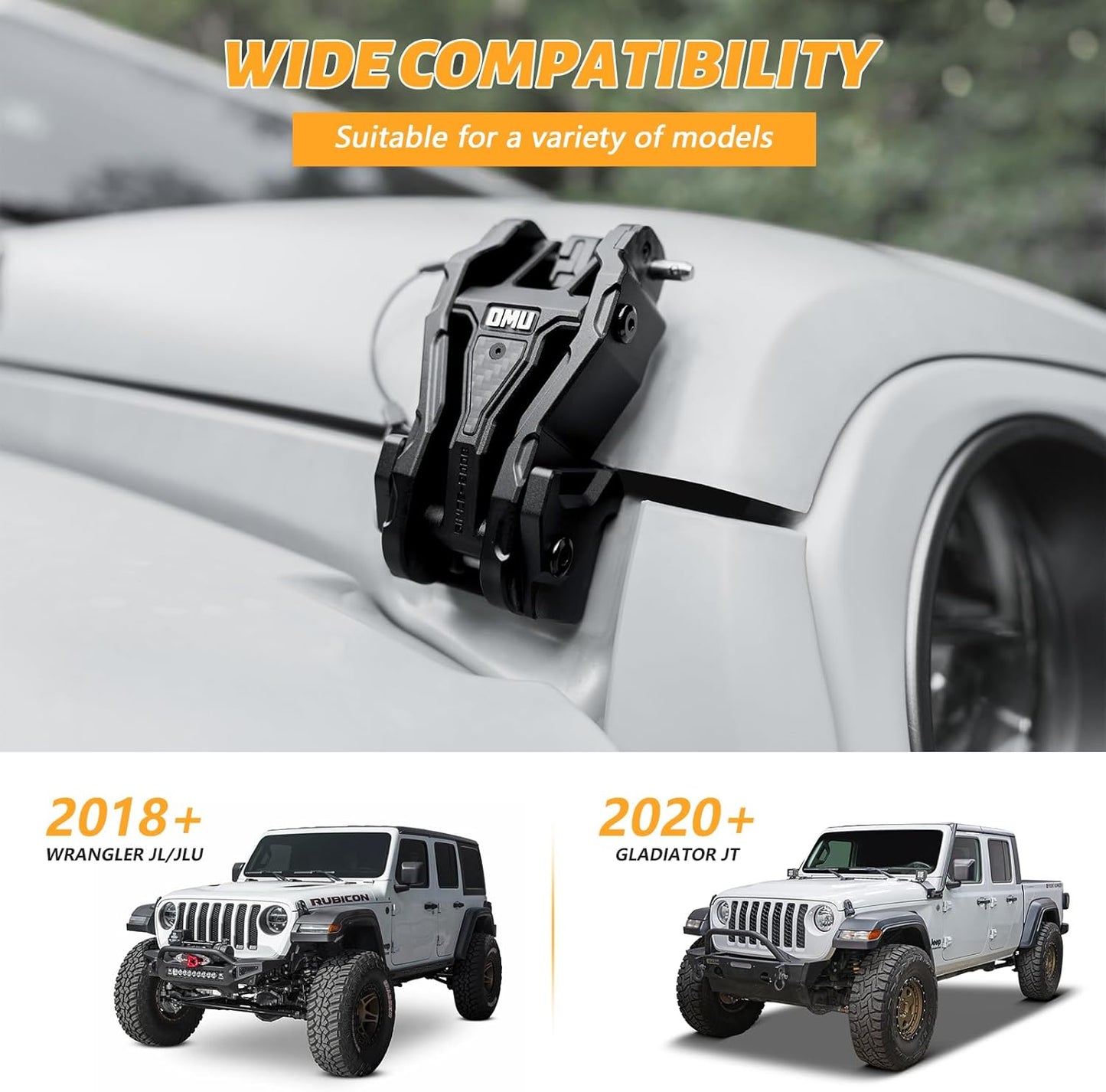 Heavy-Duty Hood Lock Upgrade for 2018-2026 Jeep Wrangler JL & Gladiator JT - Black