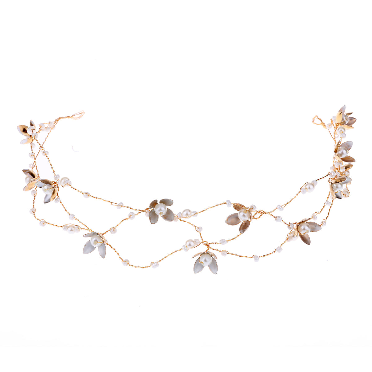 Elegant Bridal Flower Beaded Hair Band - Korean Handmade Headpiece for Women
