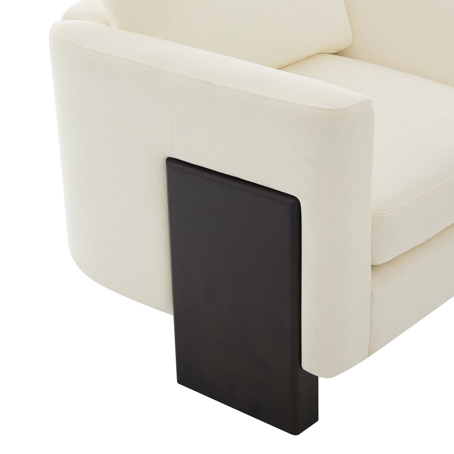 Beige Modern Accent Chair - Stylish Club Armchair with Rubberwood Legs
