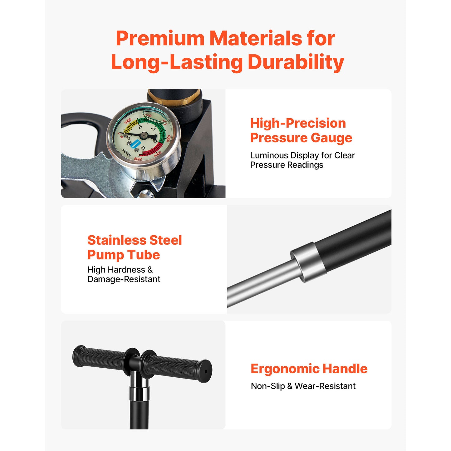 High Pressure Hand Pump for Airguns & Paintball - 4 Stage, Max 40 MPa, Stainless Steel