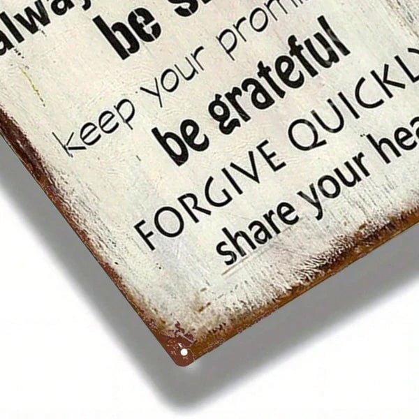 Vintage Inspirational Metal Wall Sign - Love, Smile, Gratitude