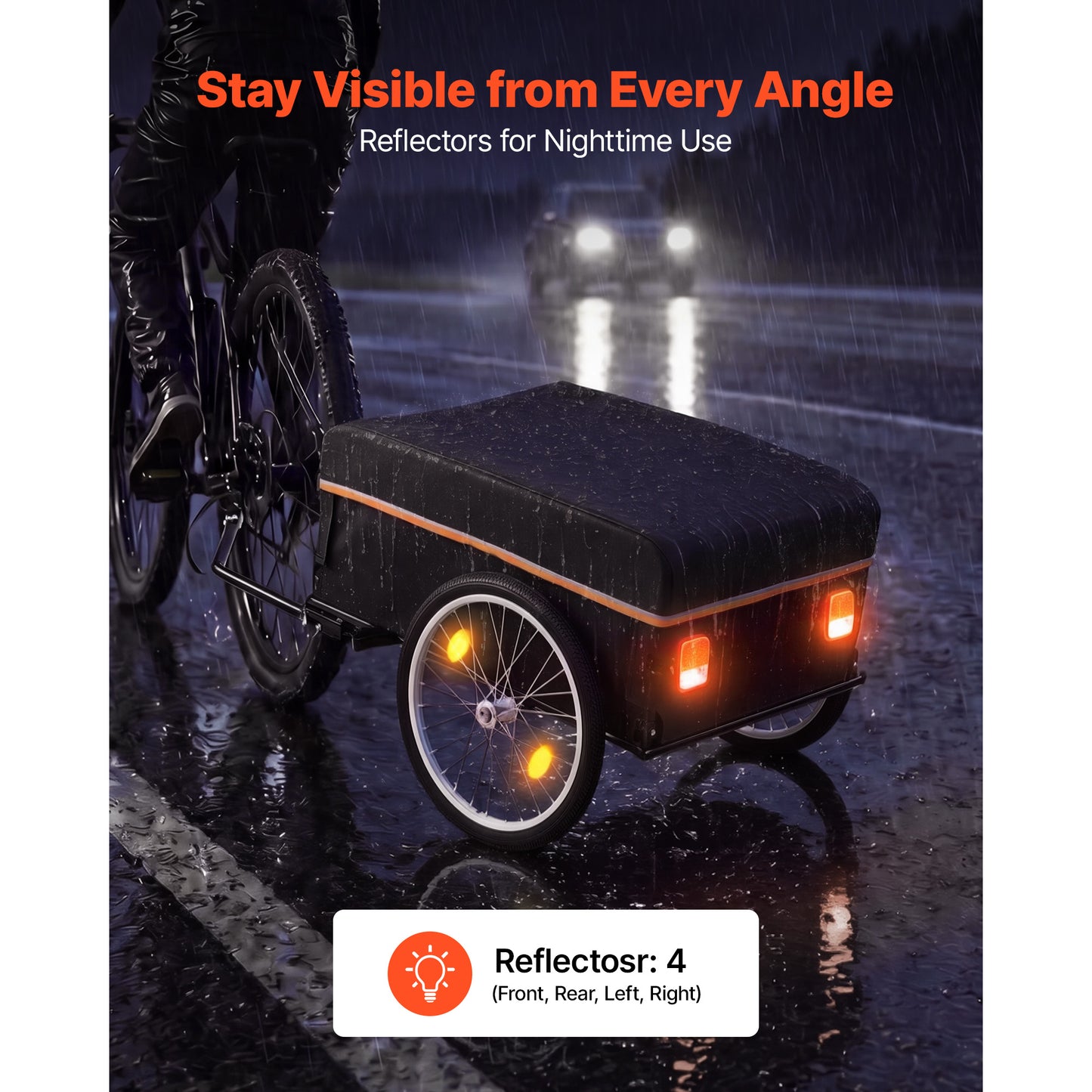 Heavy-Duty Bicycle Cargo Trailer 130 Lb Load Foldable Bike Wagon with Waterproof Cover