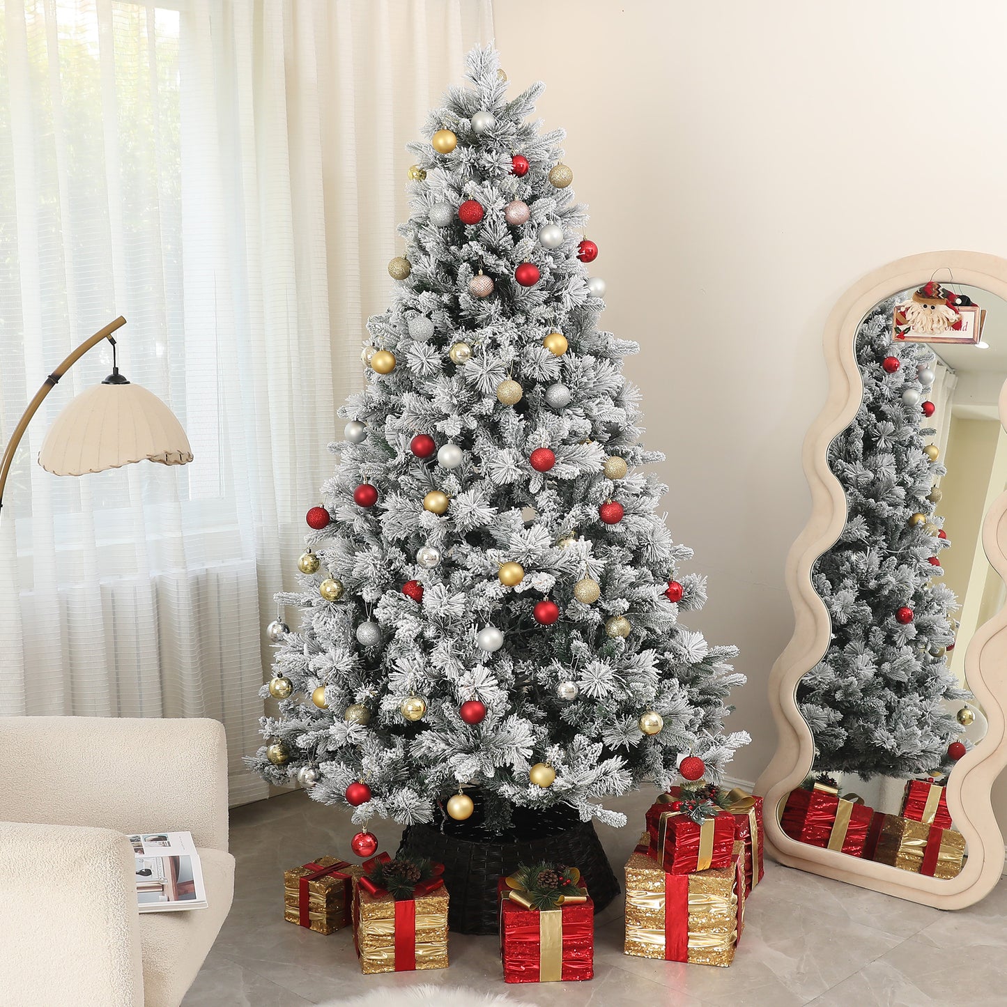 7.5 ft Prelit Flocked Artificial Christmas Tree with 500 Lights