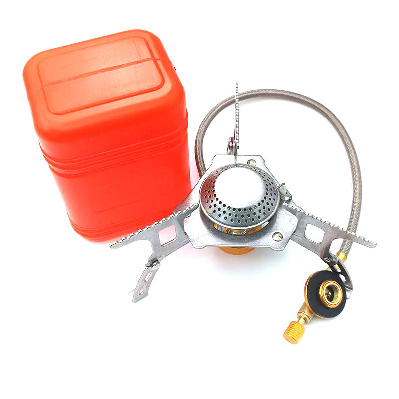 Portable Outdoor Cookware Set with Folding Pans & Windproof Gas Stove