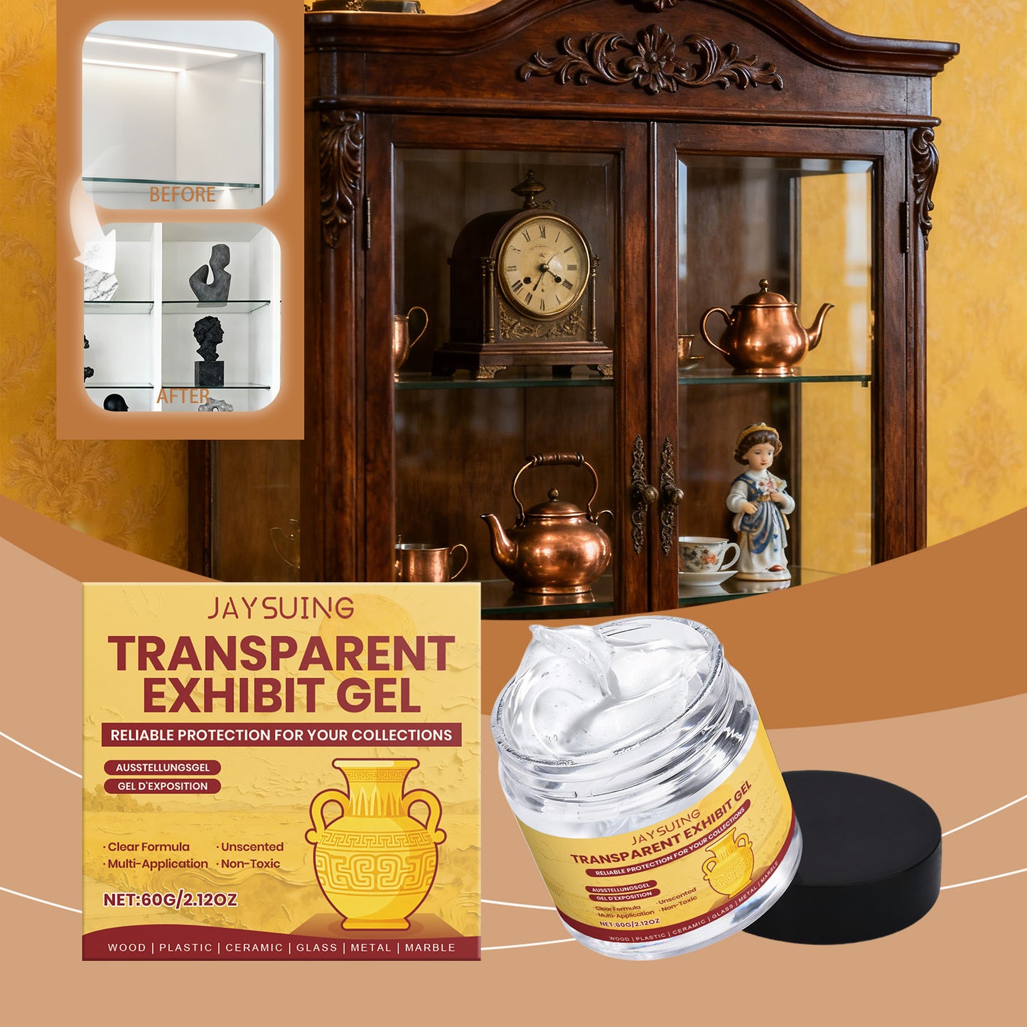 Transparent Display Gel 60g for Exhibition and Surface Protection