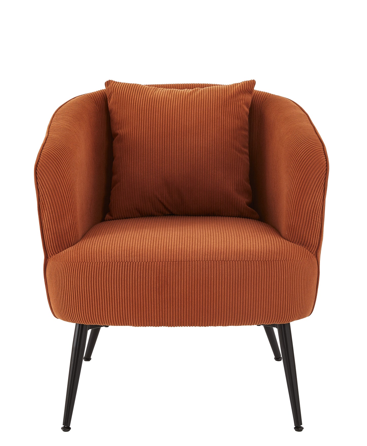 Velvet Accent Chair With Pillow, Modern Upholstered Armchair Metal