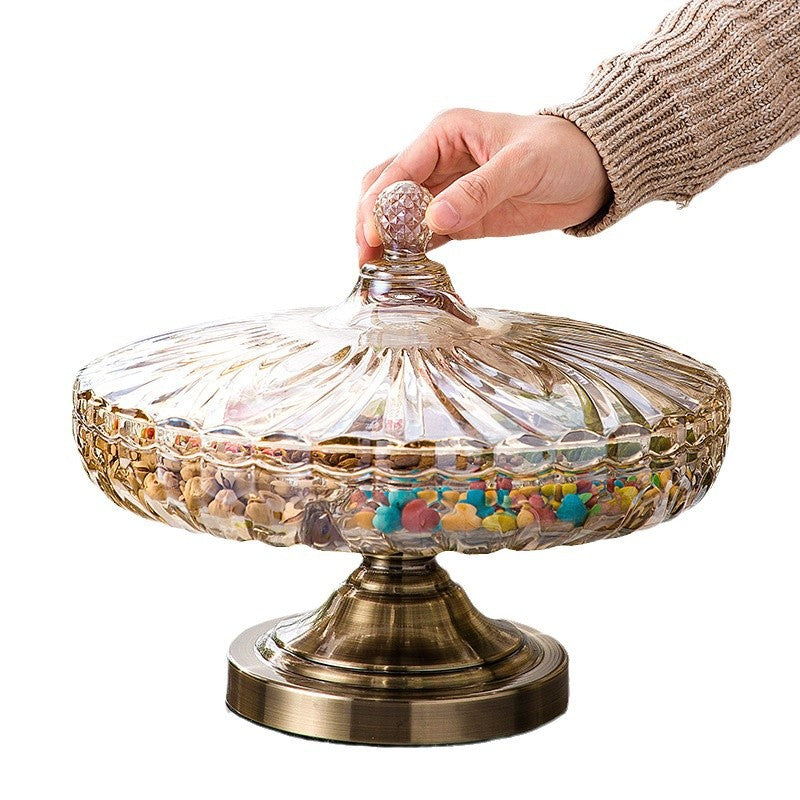 Elegant Crystal Glass Candy Dish - Vintage Tall Fruit Bowl