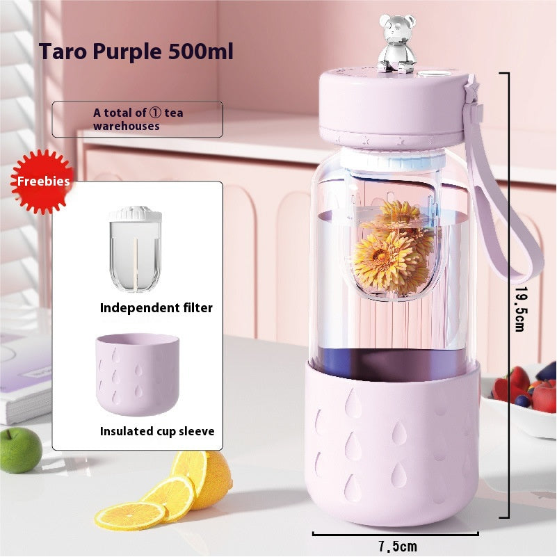 Magnetic Glass Water Cup with Tea Filter Sealed Leakproof Drinkware