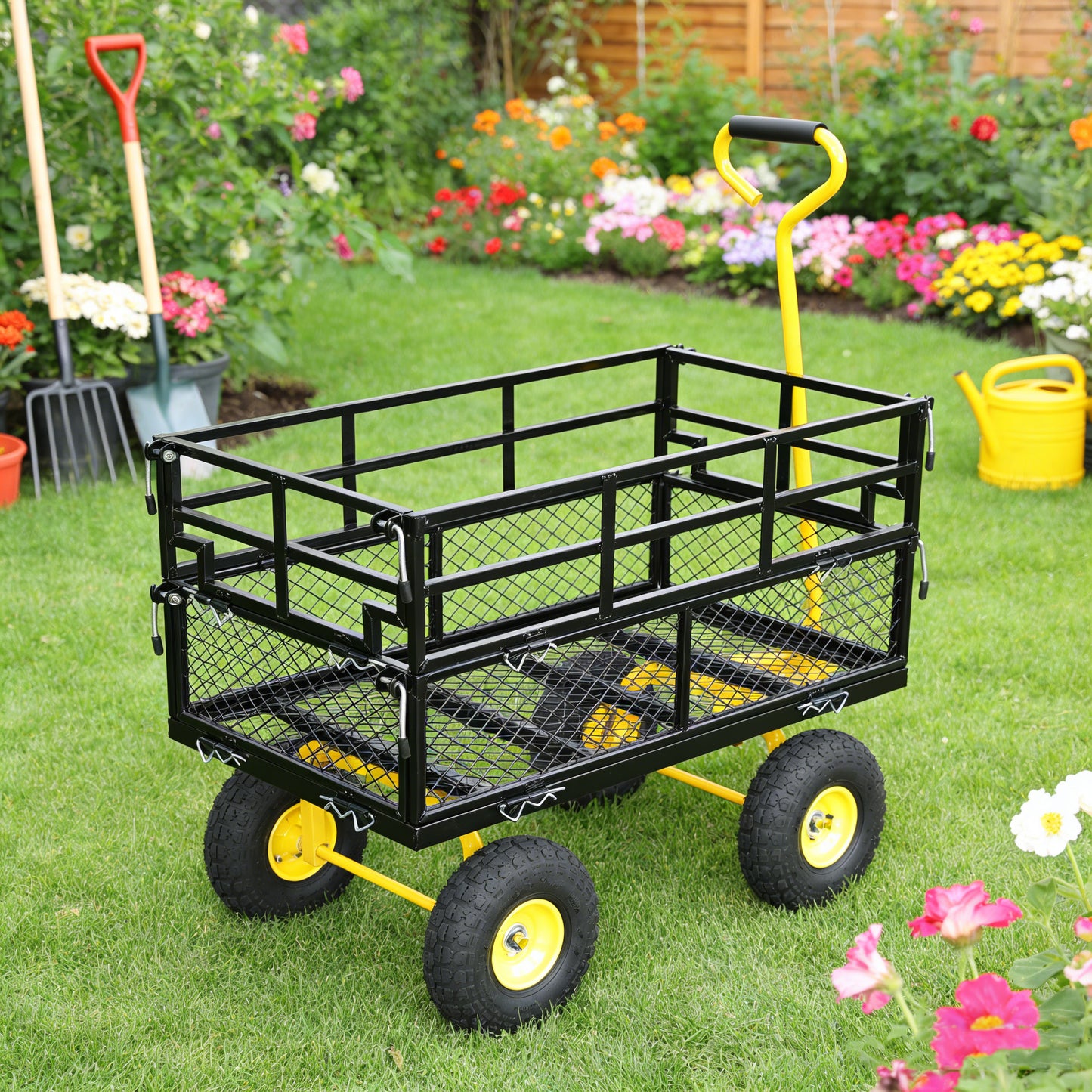 Wagon Cart Garden Trucks Make It Easier To Transport Firewood Yellow