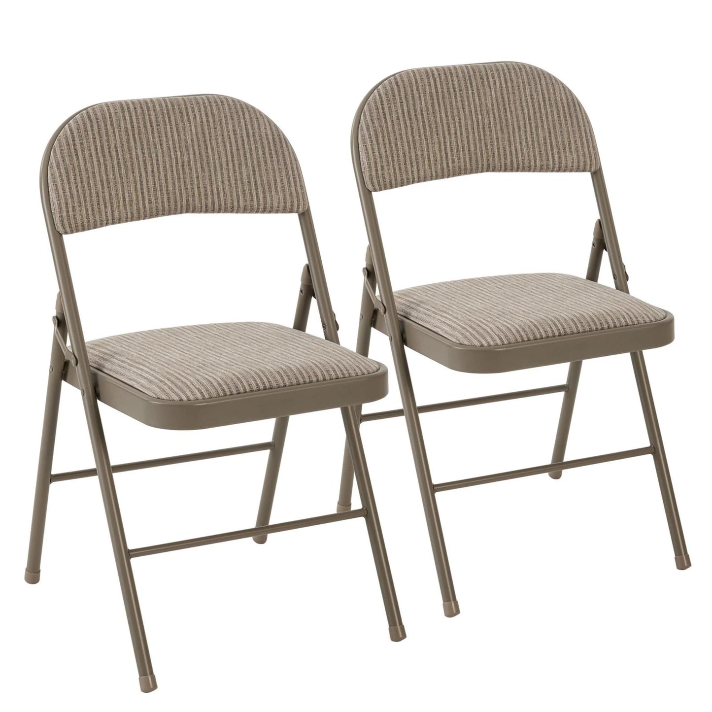 Stackable Folding Chairs with Soft Cushion - Khaki Fabric, 2 Pack