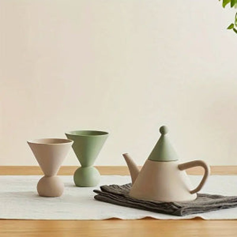 Irregular Solid Color Teapot and Teacup Set - Kitchen Tea Service