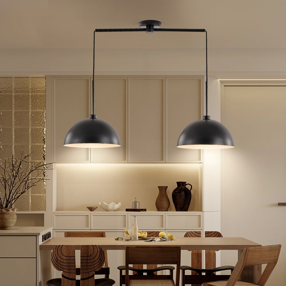 Industrial Modern Double Pendant Light - Adjustable Black Ceiling Lamp