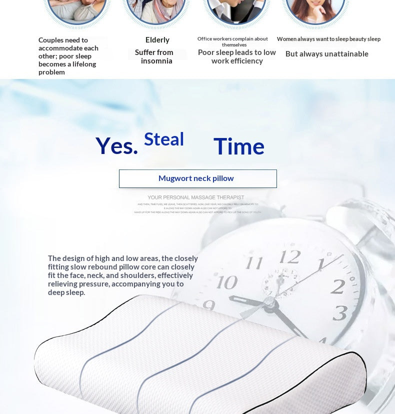 Single-Person Memory Foam Pillow with High-Low Support - White