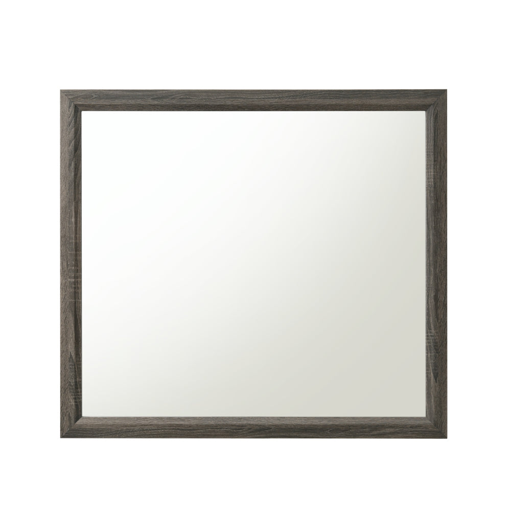 Weathered Gray Finish Mirror - Rectangular Design