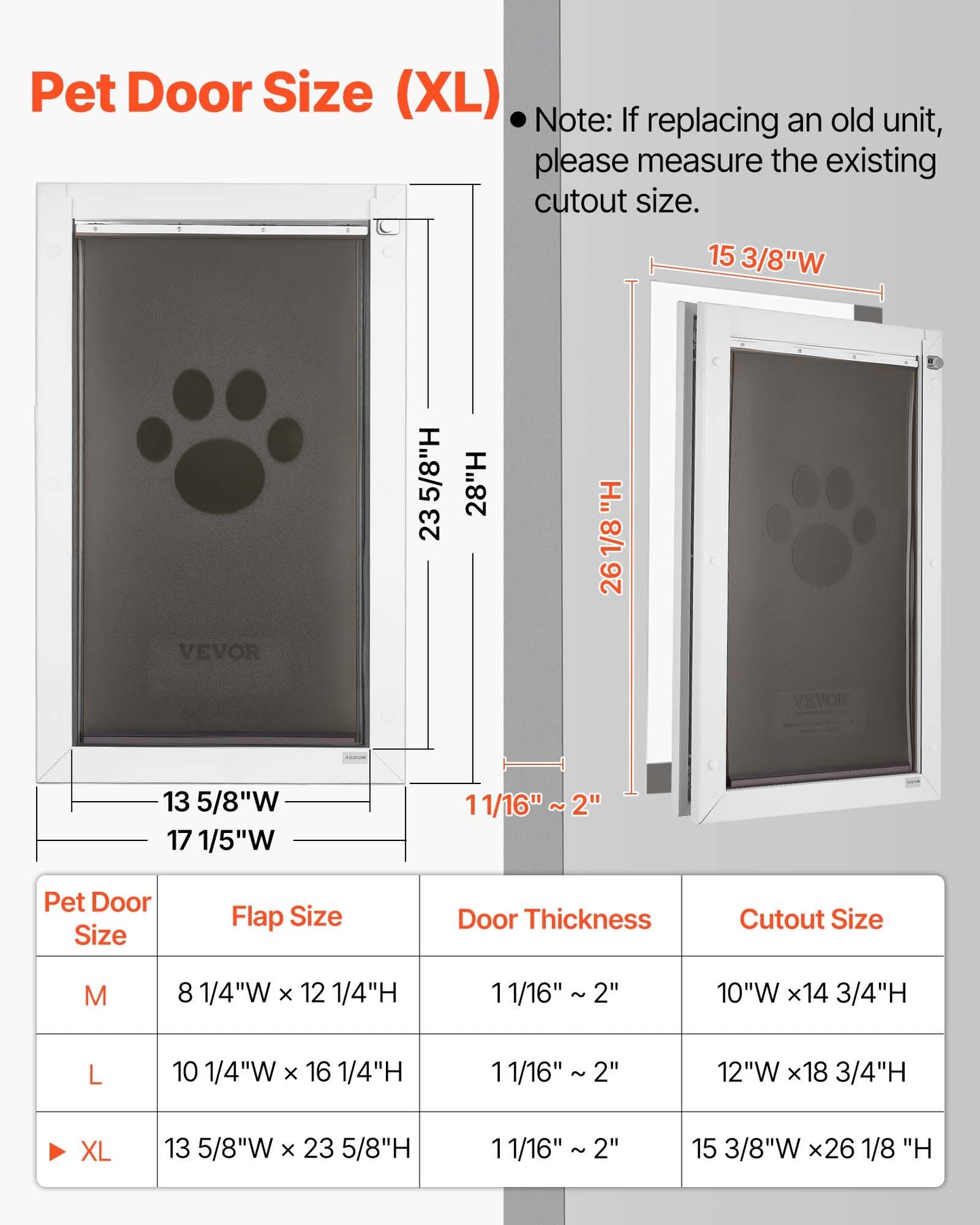 Large Weatherproof Pet Door with Magnetic Flaps & Metal Frame - Easy Install, White