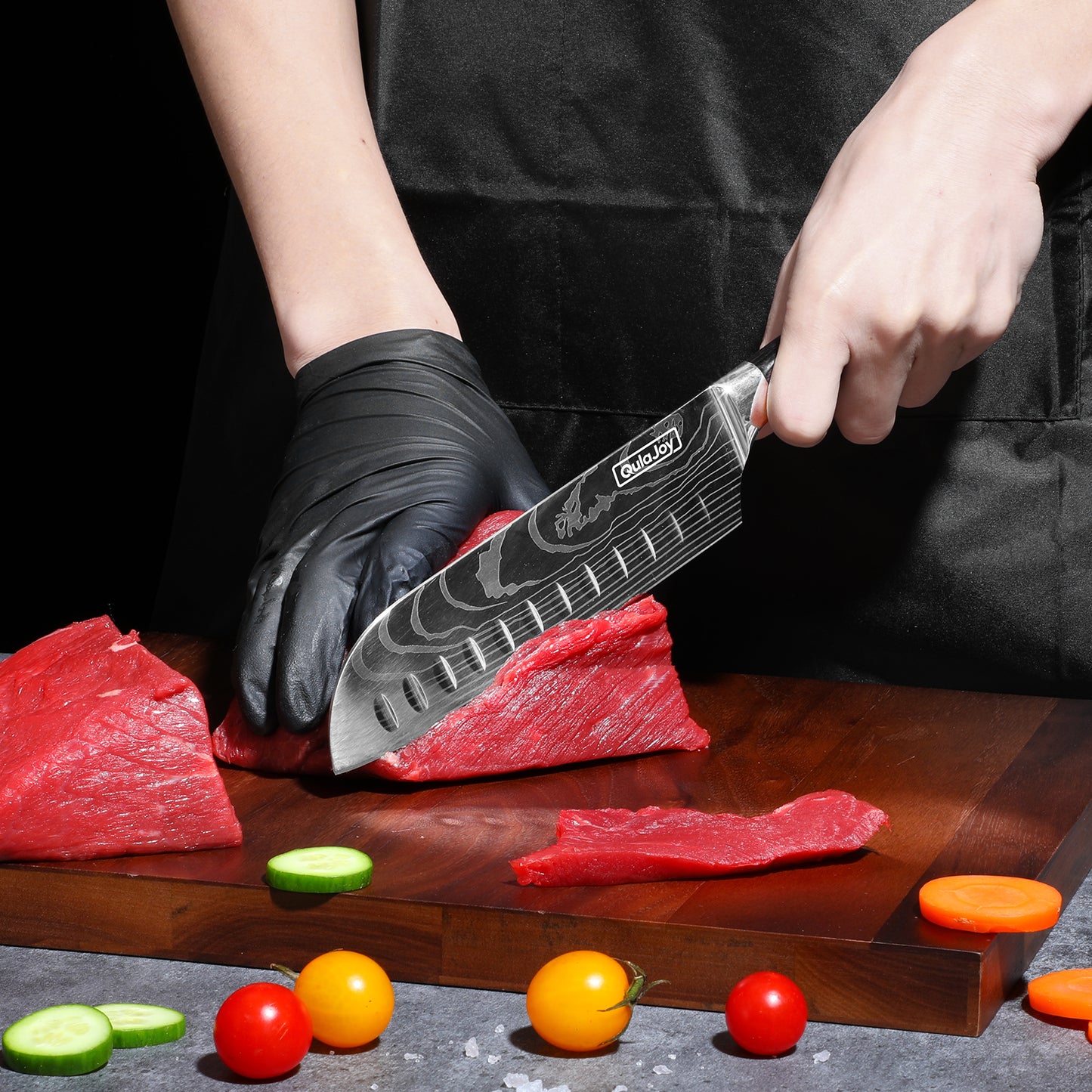 7 Inch Santoku Knife - High Carbon Stainless Steel Chef Knife with Pakkawood Handle