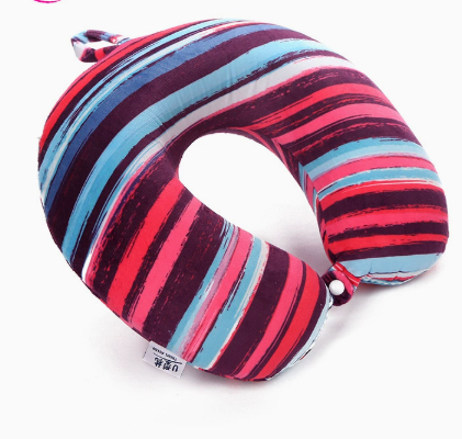 Printed Travel Neck Pillow with Micro Beads and Carry Loop - Support & Comfort
