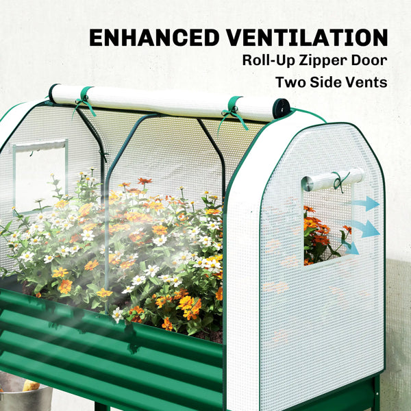 Raised Garden Bed with PE Greenhouse Cover - 47.2" x 21.7"
