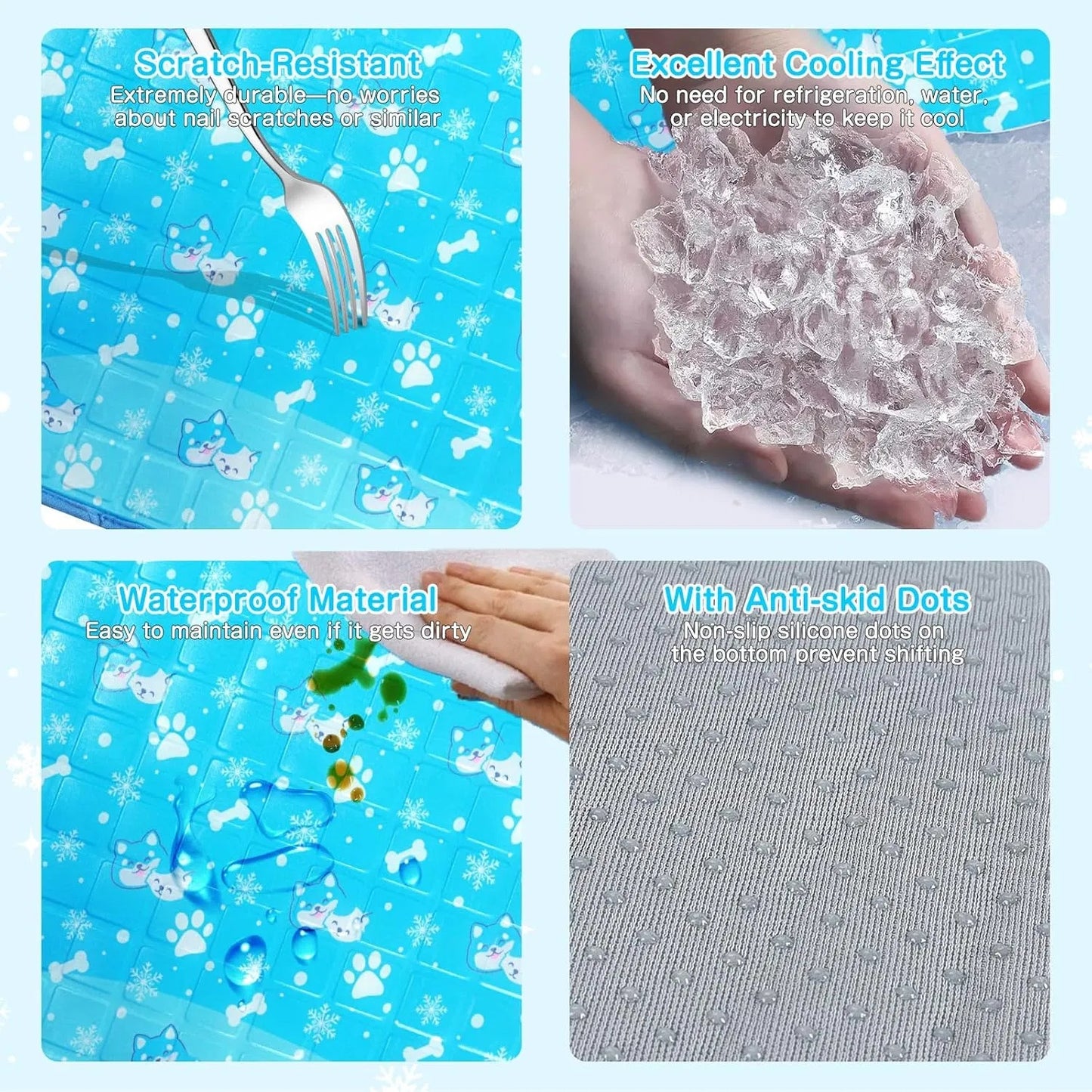 Pet Cooling Mat Self-Cooling Gel Bed Waterproof & Durable for Dogs