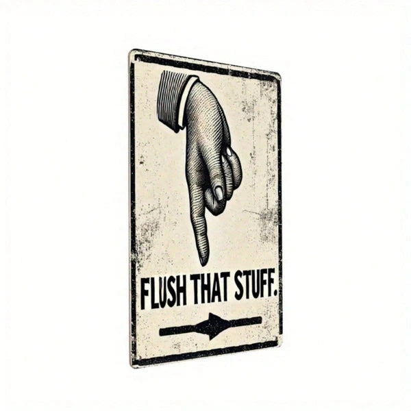 Funny Vintage Bathroom Metal Sign - Flush That Thing