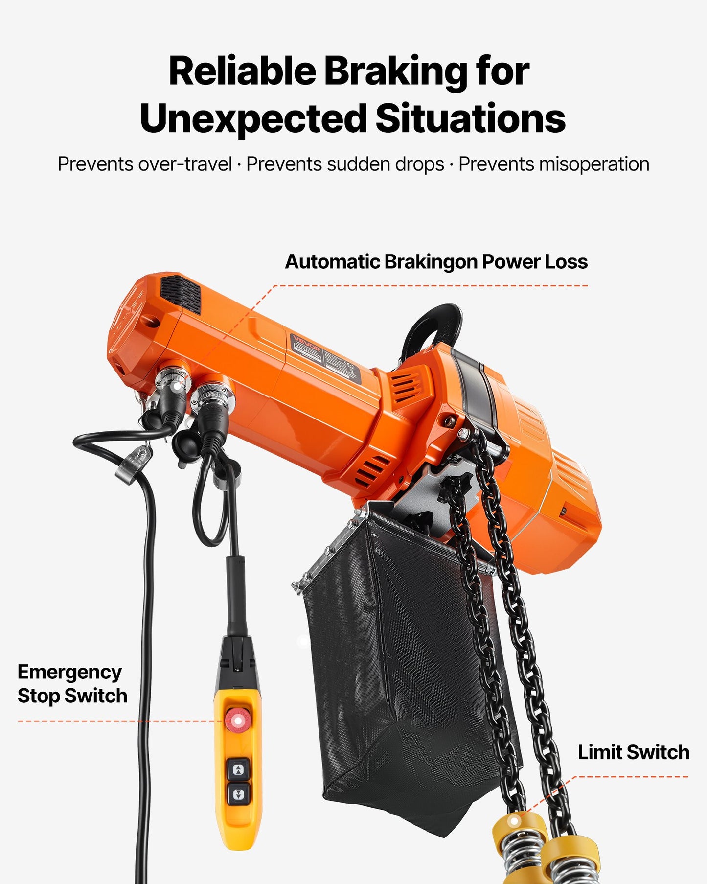 2200 Lb Electric Chain Hoist with Wireless & Wired Remote Control - 10 Ft Lift, 120V Overhead Crane for Factories & Warehouses
