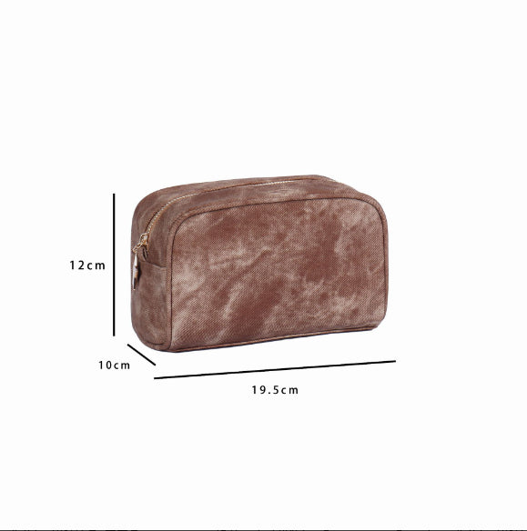 Denim Cosmetic Bag Semi-Circle Portable Makeup Storage Bag Blue Denim 20x11x16cm