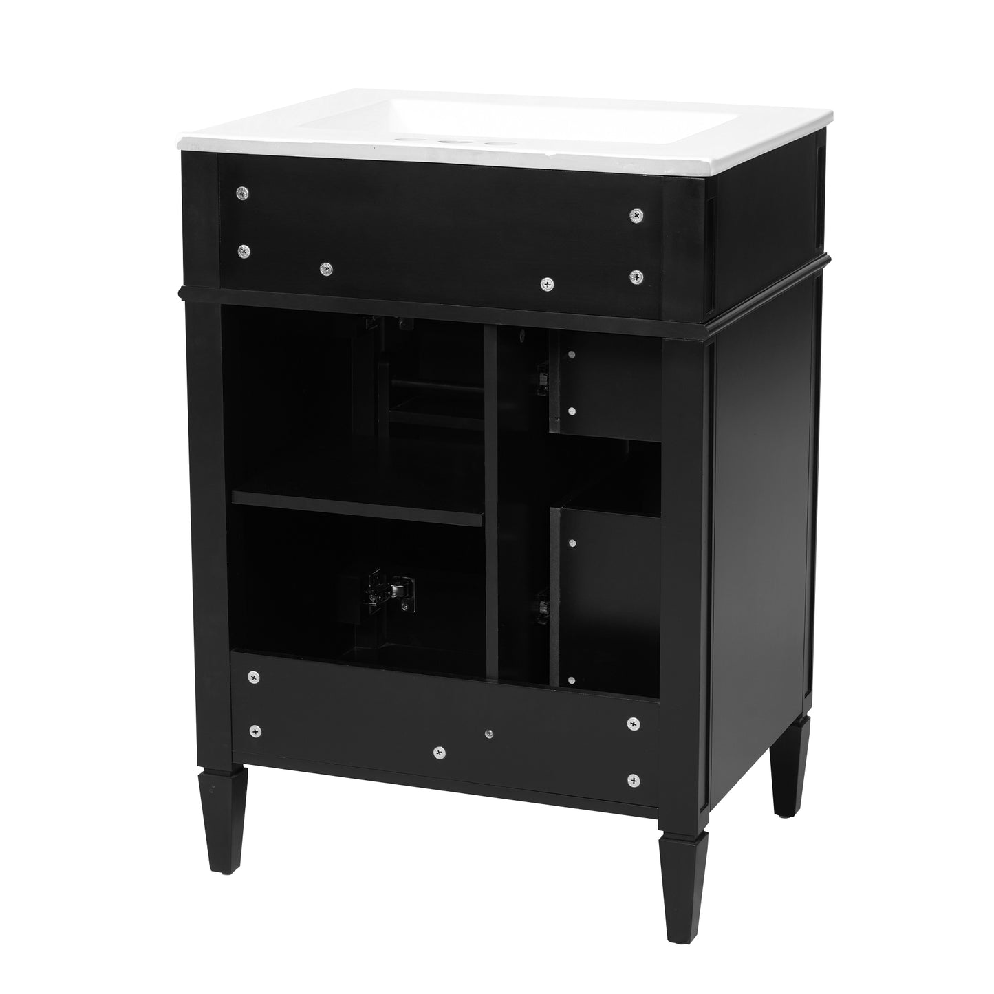 24-Inch Modern Bathroom Vanity with Sink and Storage - Black