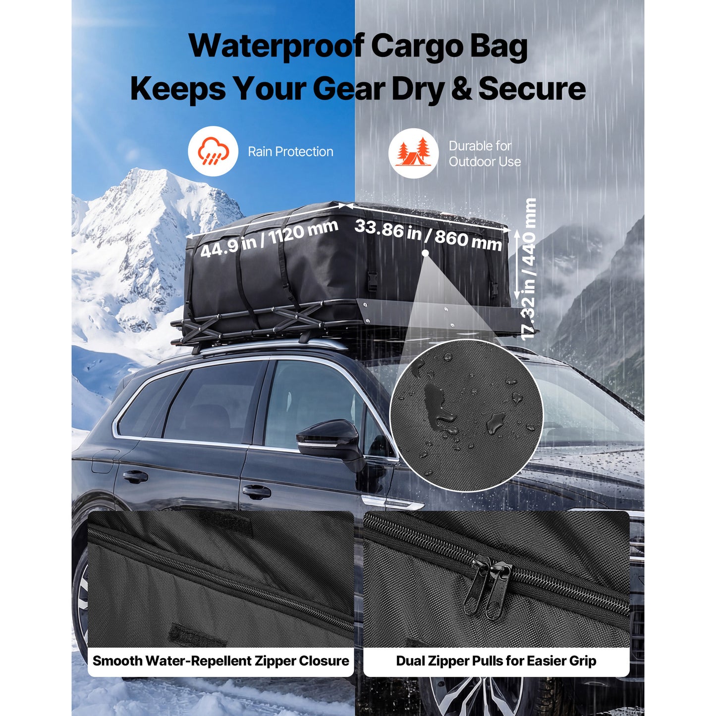 Heavy Duty Roof Cargo Basket 51x36x4 In All-Weather Car Luggage Carrier