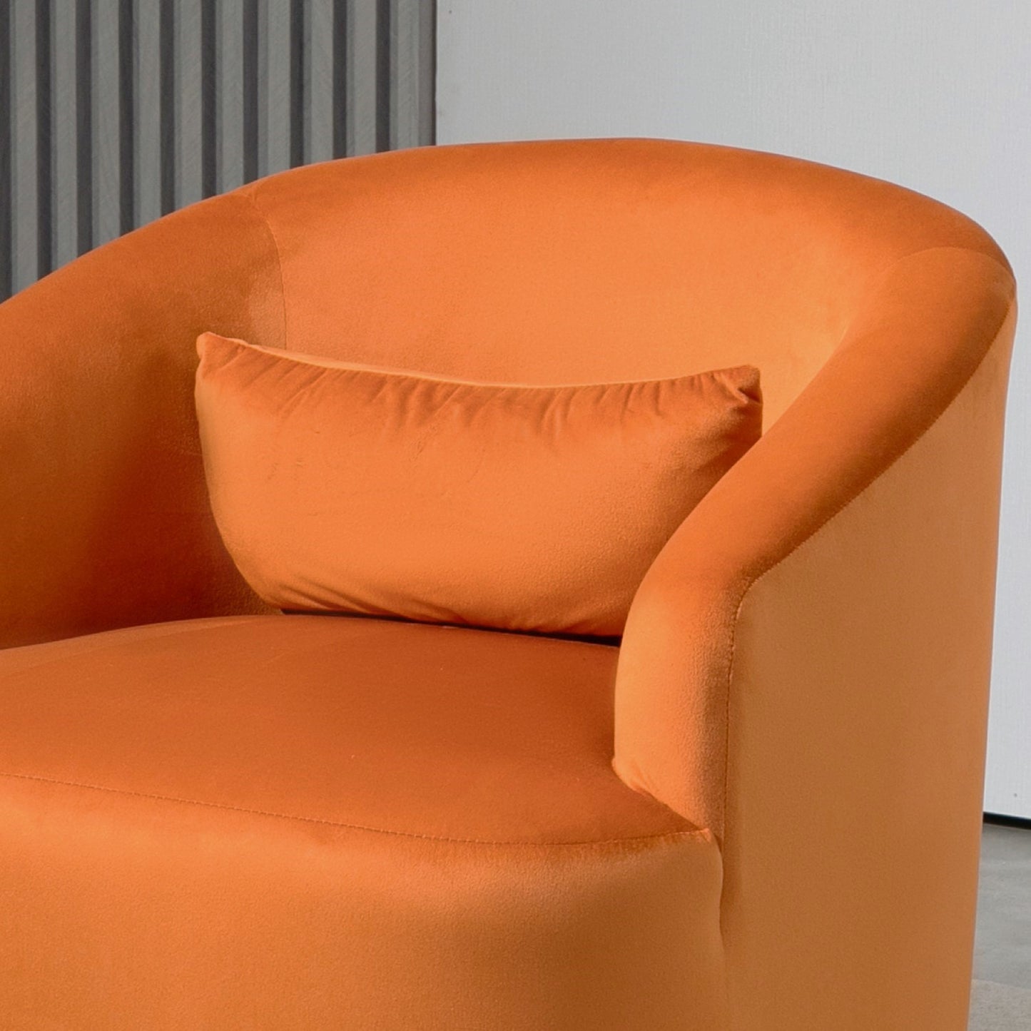 363 Degree Swivel Barrel Accent Chair, Velvet Upholstered Curved