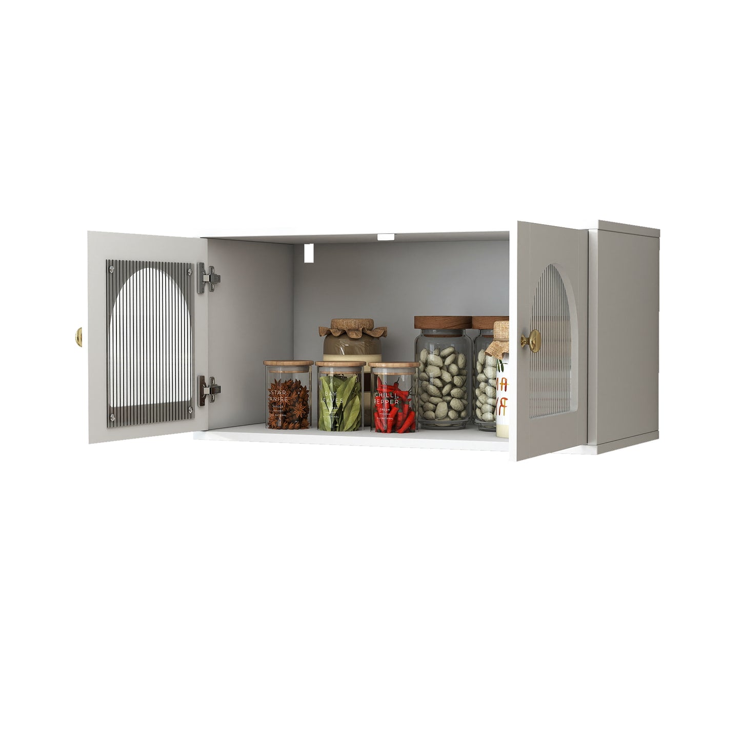 Wall-Mounted Glass Door Cabinet - White Floating Storage