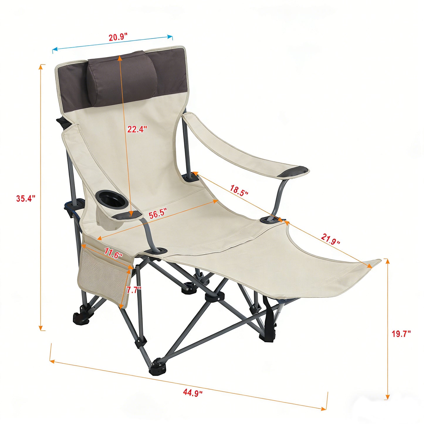 Folding Camping Chairs - Portable Adjustable Reclining with Cup Holder
