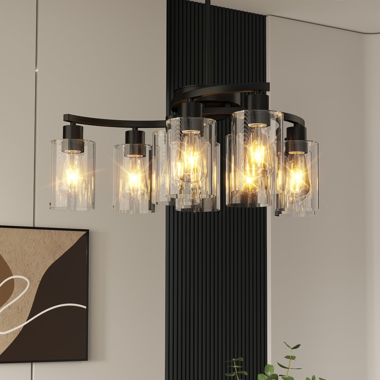 9-Light Black Modern Chandelier for Dining Room & Kitchen Island
