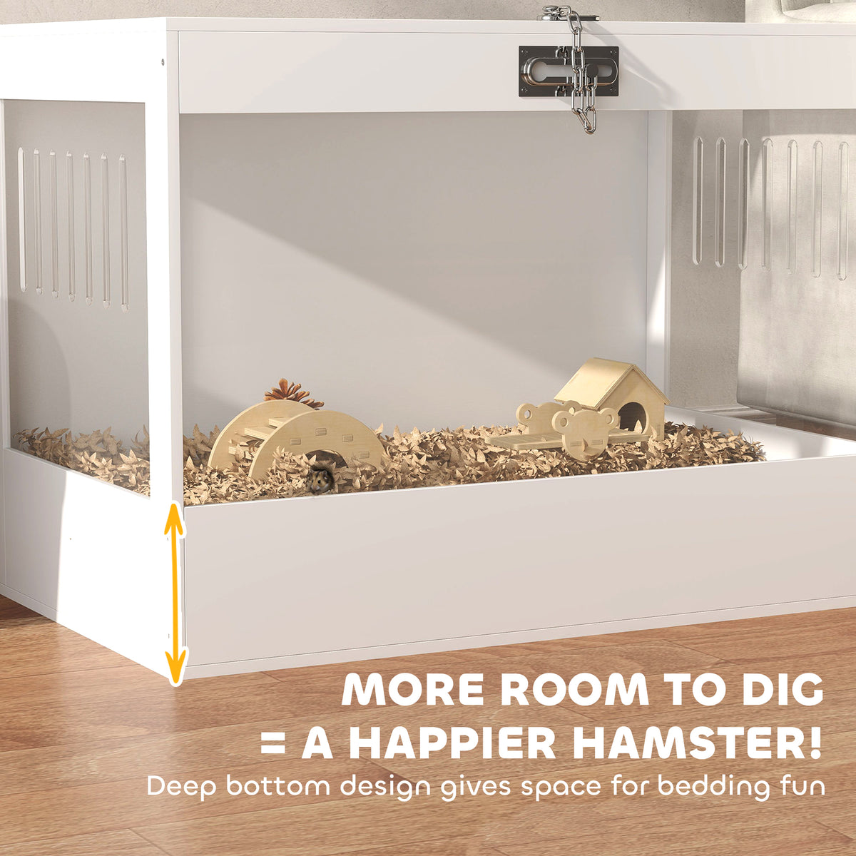 Hamster Cage with Openable Top Lock & Accessories - White Acrylic Pet Enclosure