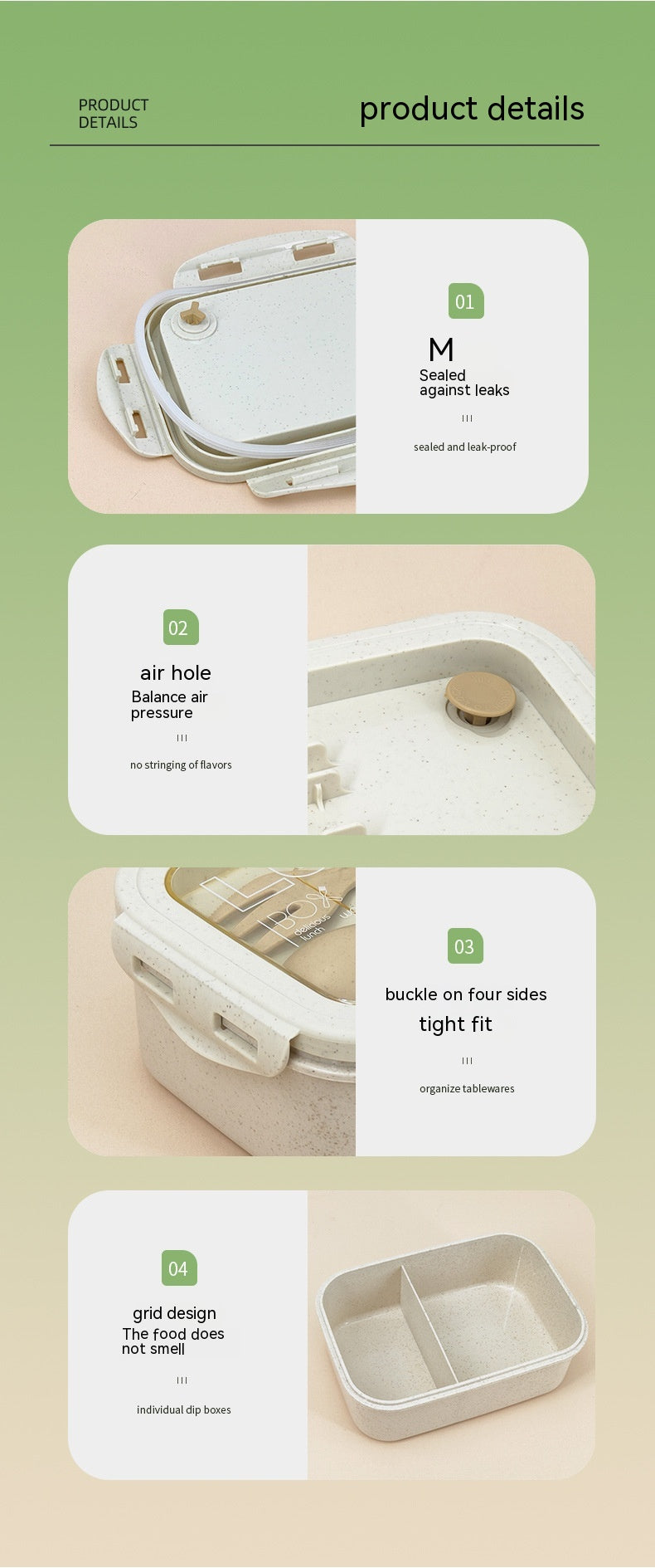 Wheat Straw Insulated Lunch Box - Eco-Friendly Student Food Container