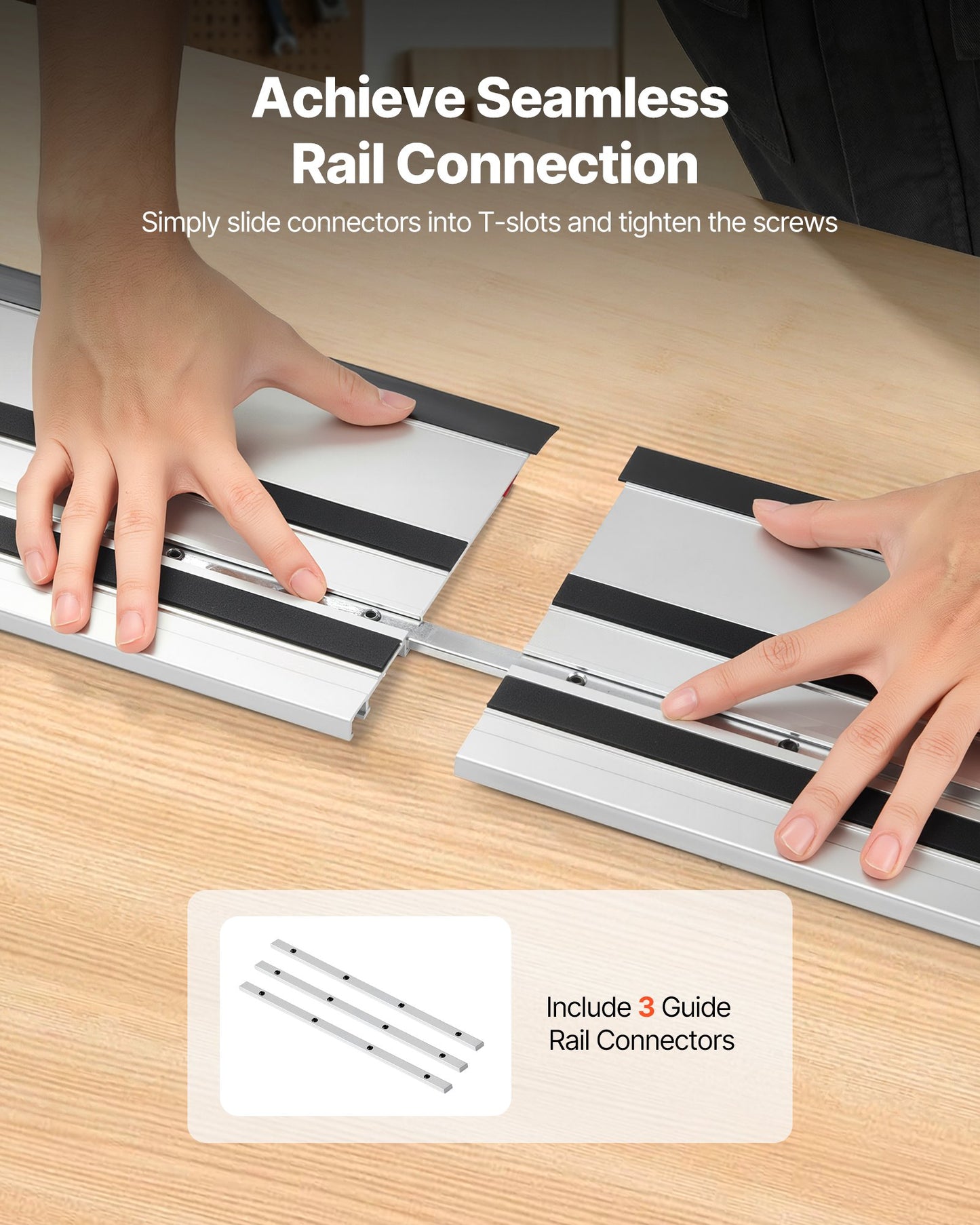 110-Inch Track Saw Guide Rail Set for Precise Woodworking - Compatible with Makita, Festool & WEN