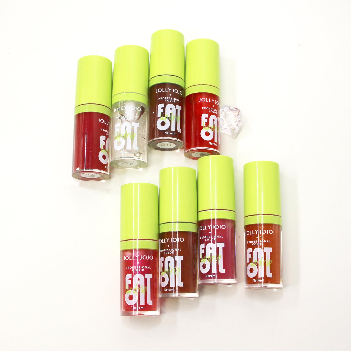 8-Pack Vegan Tinted Lip Oil Set - Hydrating & Shimmering Lip Gloss