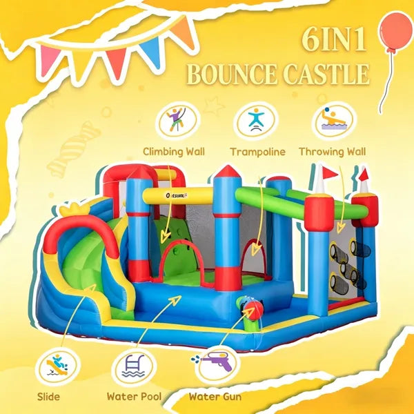 Inflatable Bounce House with Slide and Climbing Wall