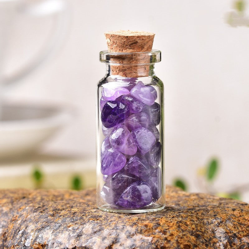 Natural Gravel Glass Wishing Bottle - Crystal Mineral Home Decor