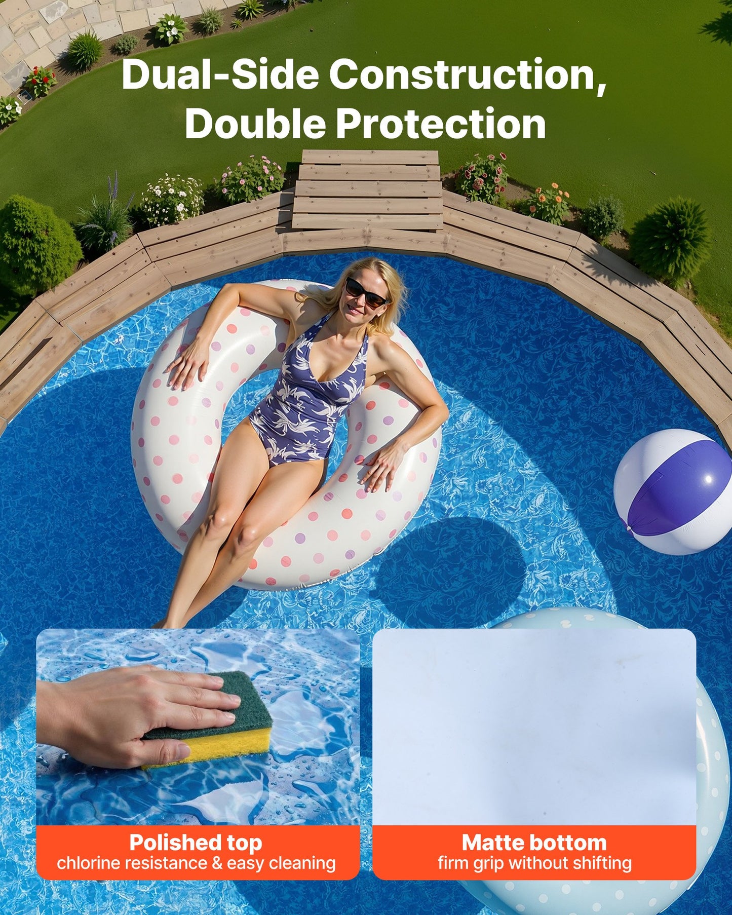 15ft Round Pool Liner for Above-Ground Pools - Premium Vinyl, Easy Install