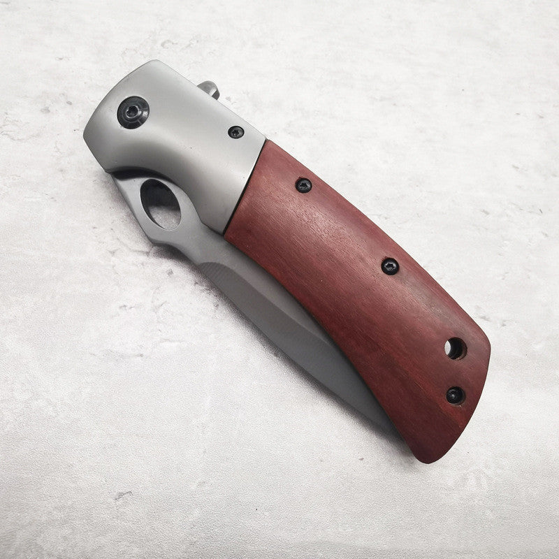 Camping Folding Fruit Knife Stainless Steel & Wooden Handle DA62 220mm
