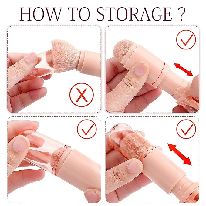 4-in-1 Portable Makeup Brush Set - Travel-Friendly Synthetic Face Brushes