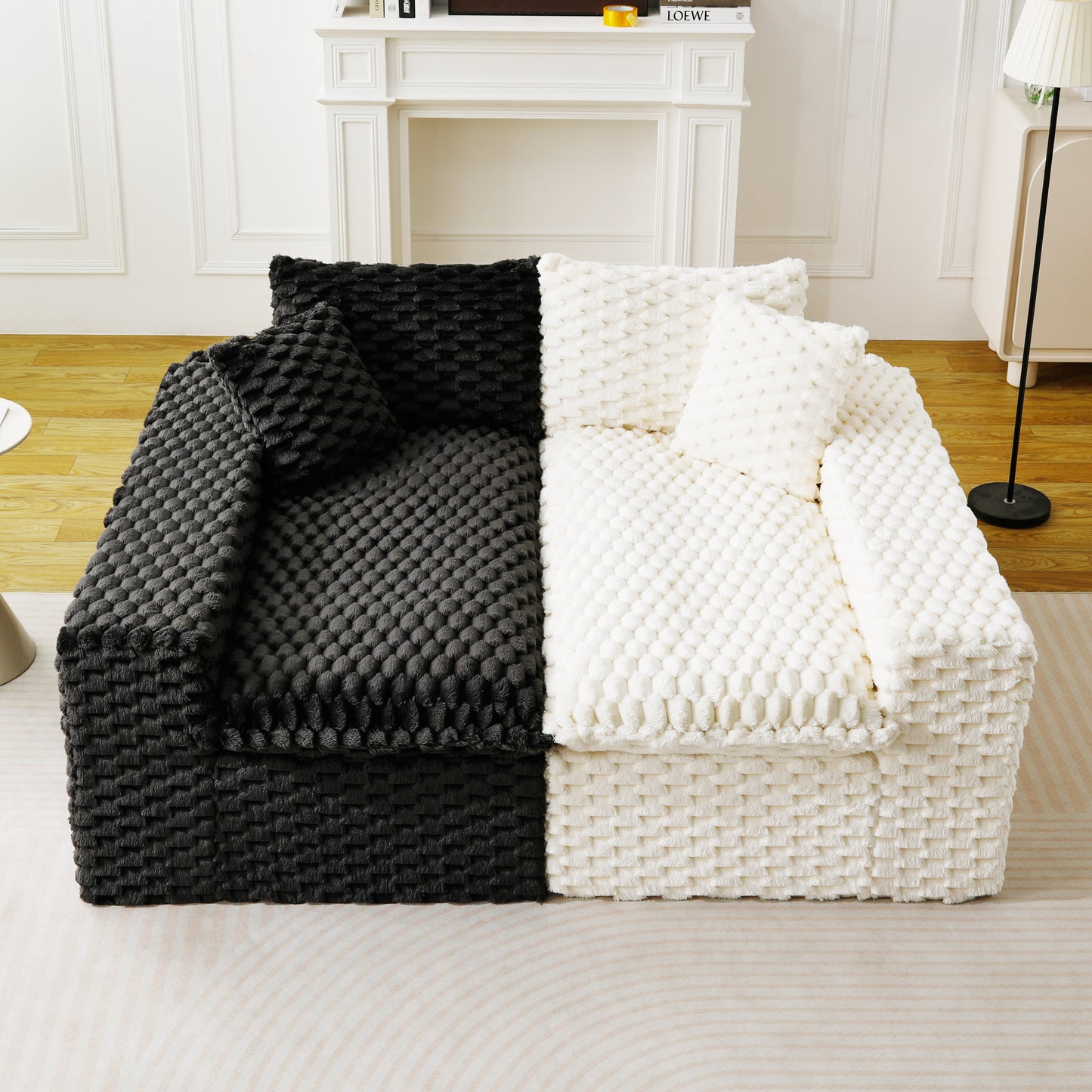 Luxury Color-Block Turtle Velvet Sofa - Arrangeable, Seats 4