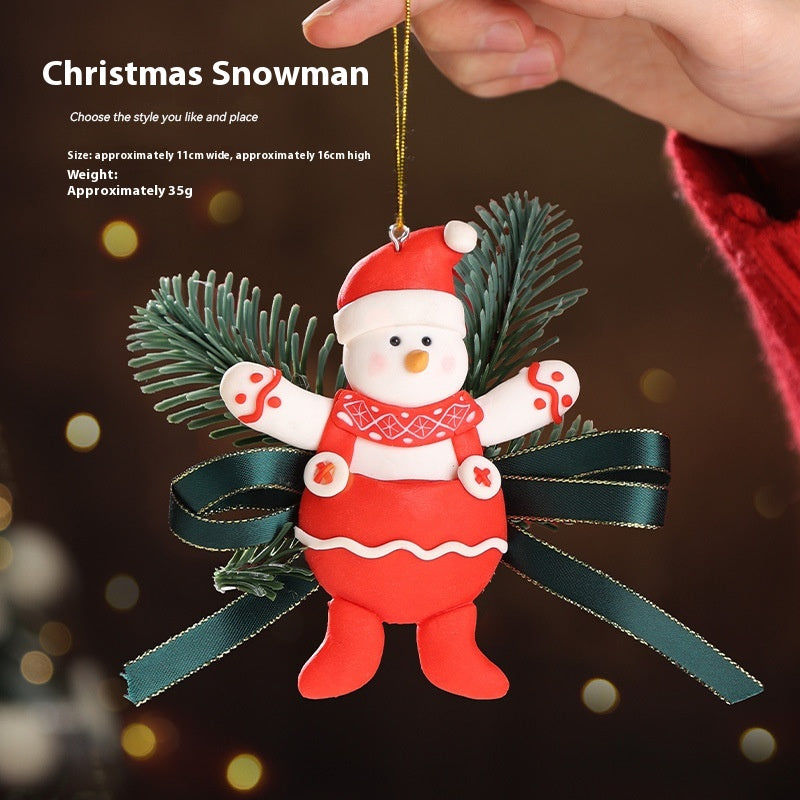 Christmas Hanging Decorations Set - Festive PVC & Plush Ornaments for Holiday Home Decor