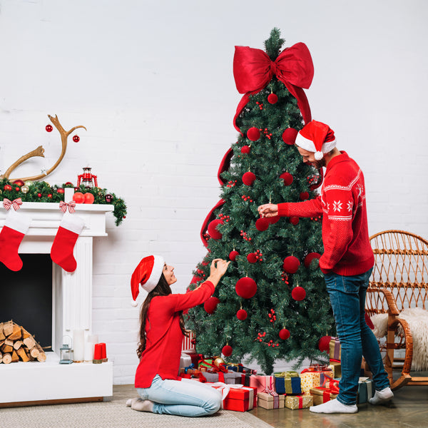 7.5 FT Artificial Christmas Tree with 300 LED Lights & Ornaments